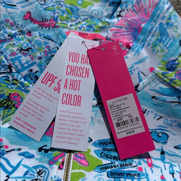 Lilly Pullitzer UPF 50+ Skipper Popover‎ Lilly Loves Nantucket size XXL NWT - Picture 5 of 6